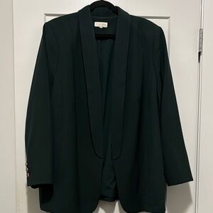 Laflora Dark Green Shawl Collar Blazer